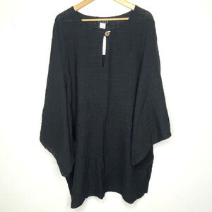 NWT Jordan Taylor 1X Black Sheer Swimsuit Coverup Beachwear Boho Tunic Dress